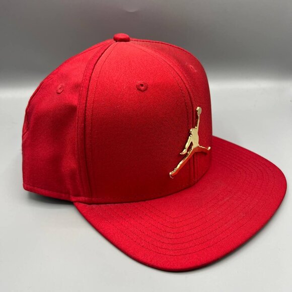 Air Jordan Hat Men Red Metal Logo Gold Cement Elephant Jumpman Snap Back Cap - Picture 3 of 8